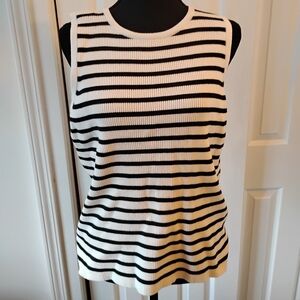 Nine West Black and White Striped Tank Top
